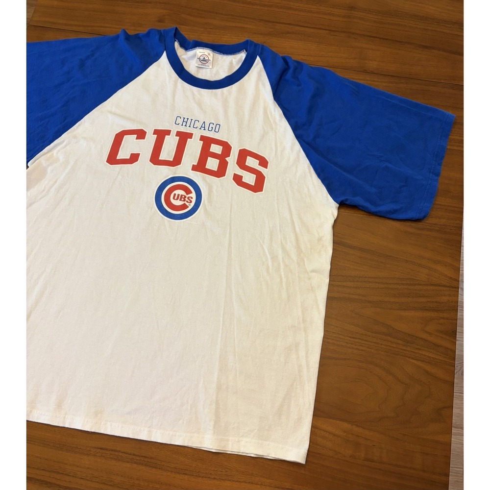 Vintage 2001 Chicago Cubs Raglan Baseball T-Shirt Mens 2XL Baggy Sleeve MLB